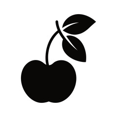 Cherry Fruit Black Silhouette Vector Illustration