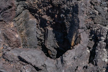 Lava Trees and Tree Molds. Lava Flows and spatter deposits of July 19 to 22, 1974. Chain of Craters Road. Hawaiʻi Volcanoes National Park. 