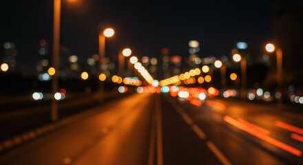 Fototapeta premium Night road with blurred lights cityscape background