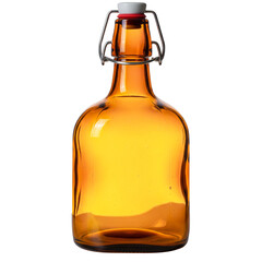 Amber glass swing top bottle isolated on black background