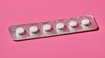 Blister pack with round tablets half empty, minimal medical composition