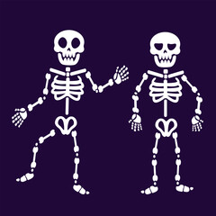 Graphic design of two cartoon skeleton