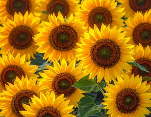 Fototapeta premium Bright Yellow Sunflowers in a Field.