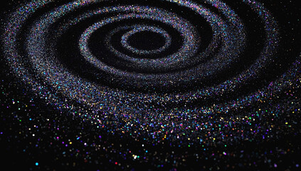 An abstract spiral galaxy made up of tiny sparkles