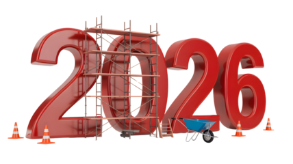 Year future construction building development progress project planning engineering architecture design on transparent background