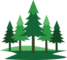 lakeside pine trees clip art on transparent background