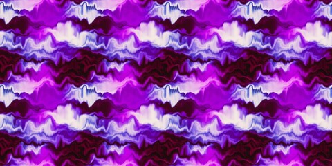 Moody ombre blur tie dye effect seamless border pattern. Wavy liquid paint flow banner edging background in bold hippy style. Striped wash tape textur for continuous design.