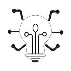 Technology Light Bulb Icon – Innovation and Digital Circuit Concept Illustration
