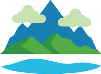 mountain lake serenity clip art on transparent background
