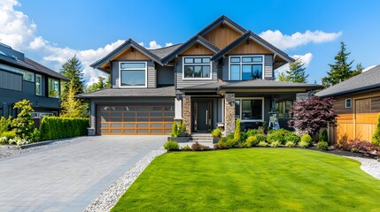 Luxury suburban property exterior design high resolution picture