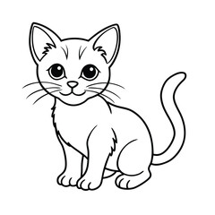 Obraz premium Adorable line art illustration of a sitting kitten with large expressive eyes