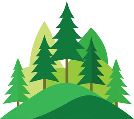 Obraz premium pine forest and hills clip art on transparent background