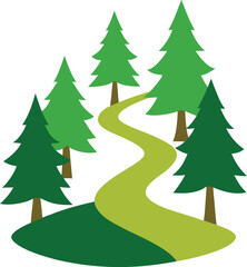 pine forest path clip art on transparent background