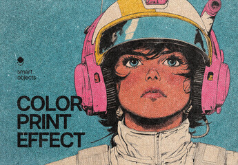 Fototapeta Halftone Color Print Photo Effect Mockup Halftone Color Print Photo Effect Mockup