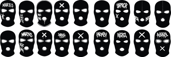 Balaclava Mask Graffiti Art Vector Collection for Urban Fashion and Streetwear Designs