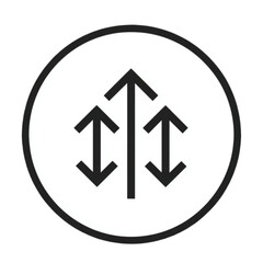 Simple black and white icon with three vertical arrows.