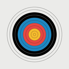 Archery Target Illustration with Concentric Circles in Yellow Red Blue and Black Precision Aim for Success Symbolic Representation