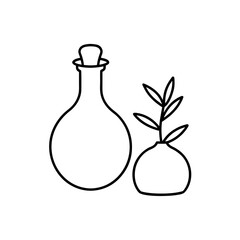 Outline of a bottle and plant