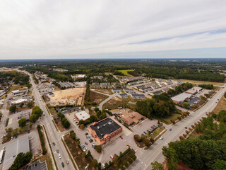 Daytime Drone Images of Rolesville North Carolina Including Downtown, Main Street, and Surrounding Areas