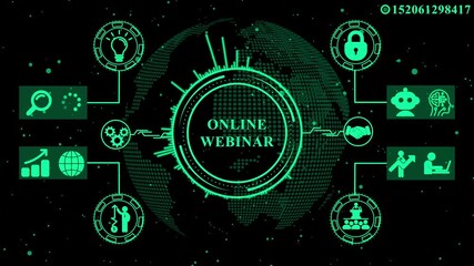 Digital Globe Network Online Webinar Concept technology .Technology, Internet and network concept ,4k video animation. - Powered by Adobe