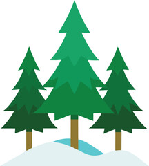 pine trees with snow clip art on transparent background