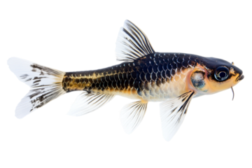 Koi fish side view isolated on transparent background