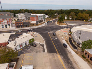Daytime Drone Images of Rolesville North Carolina Including Downtown, Main Street, and Surrounding Areas