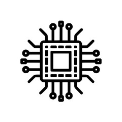 Illustration of a microchip cpu processor technology computer hardware circuit board electronic component system design