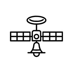 Satellite orbiting space station technology communication antenna signal transmission exploration vector icon art