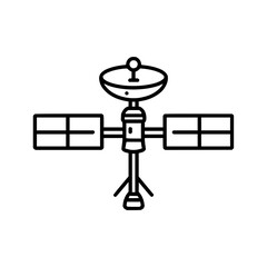 Satellite space station communication technology orbit antenna signal transmission exploration vector icon design