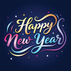 Happy new year greeting text, Perfect for greeting cards, digital wallpapers, and holiday decorations