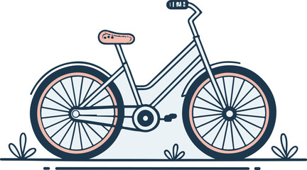 Fototapeta premium Minimalist Vintage Bicycle Illustration – Retro Bike Line Art with Pastel Colors