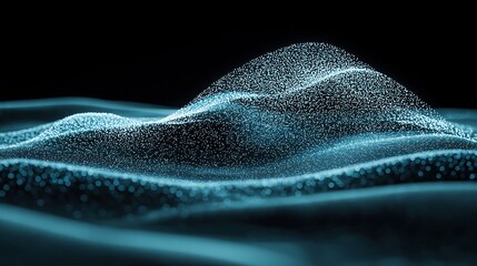 Deep blue minimal composition with fine glowing fireworks dust gently scattering across space