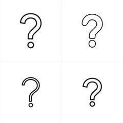 Vector art of four simple black outline question mark icons