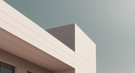 Modern minimalist building facade with smooth beige wall and bright sky — perfect for architectural presentations, design mood boards, real estate visuals, and clean contemporary branding projects.