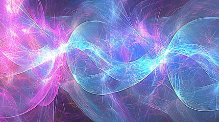 Colorful abstract image with intertwined luminous lines and sparks forming visual rhythm
