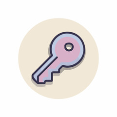 Modern Bold Key Icon in Soft Colors