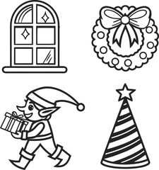 Christmas icons set festive holiday symbols festive decorations and festive elements isolated on transparent background