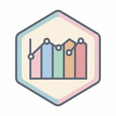 Minimalist Line Chart Icon in Soft Colors