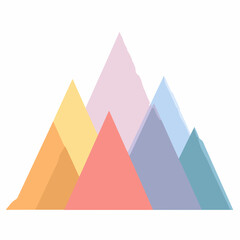 Minimalist Colored Mountain Icon in Vector Style