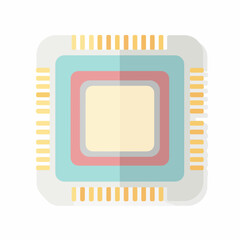 Minimalist CPU Chip Vector Icon Design