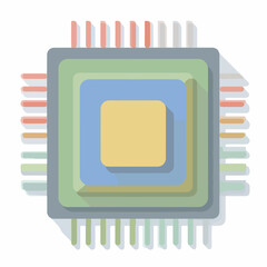 CPU Chip Minimalist Vector Icon Design