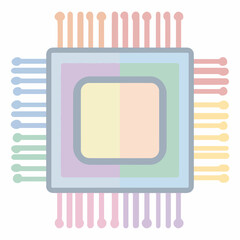 CPU Chip Minimalist Vector Graphic Design