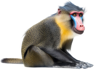 Realistic mandrill primate isolated on transparent background