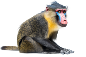 Realistic mandrill primate isolated on transparent background