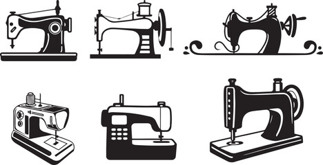 vintage sewing machine vector set design 
