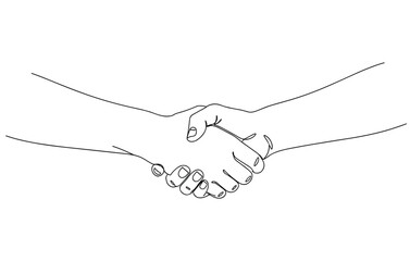 Continuous line drawing of a handshake symbolizing trust and agreement