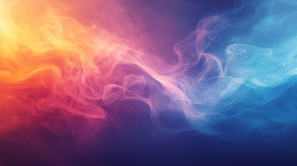Fototapeta premium Warm orange and cool blue abstract smoke gradient, flowing colorful background with soft wavy texture evoking energy and calm