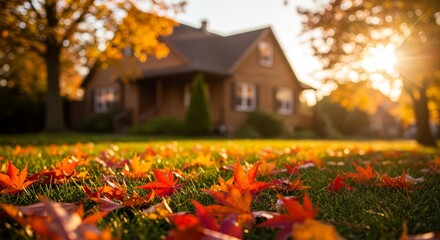 Autumn Leaves Falling In Garden 