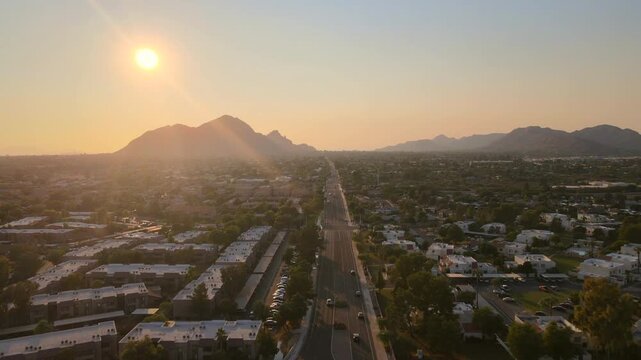Scottsdale, Arizona View Of Camelback Mountain At Sunset. Video